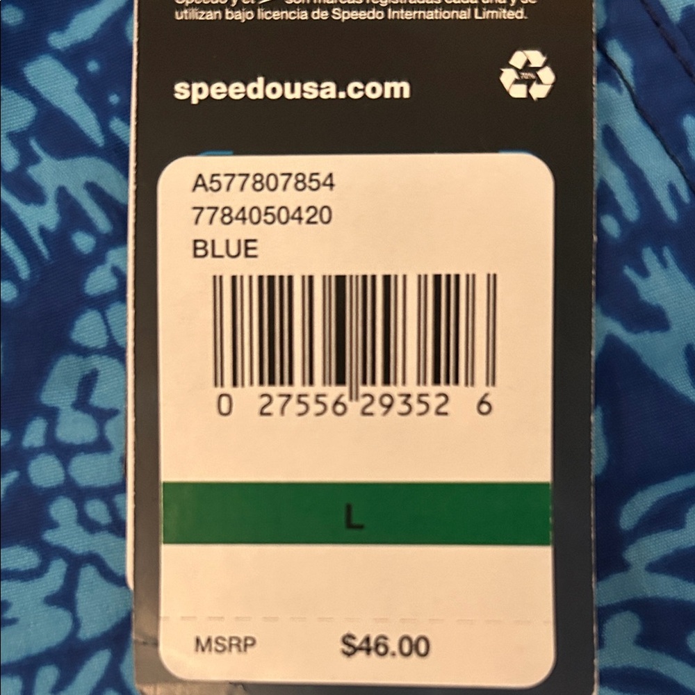 Speedo Men's Blue Pattern Swim Trunks-NWT - Picture 9 of 9